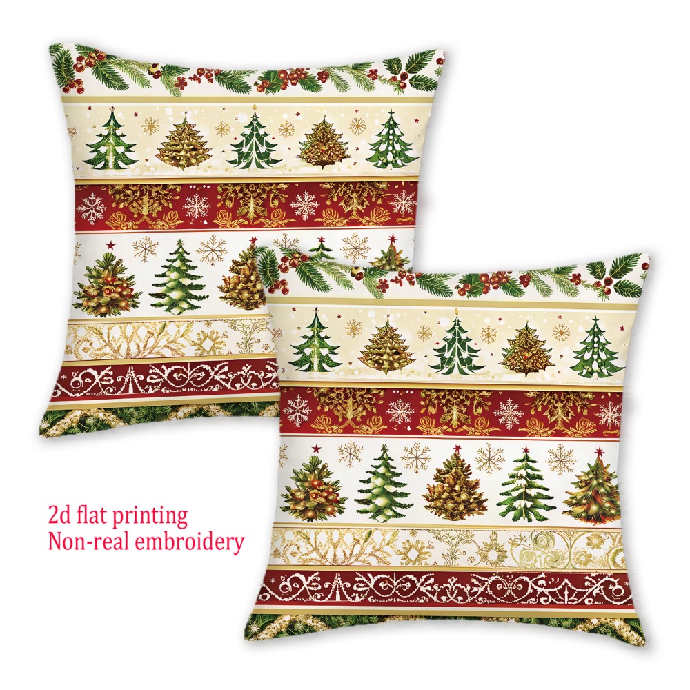 Embroidery Xmas Decorations - 2 peças, capas de almofada planas