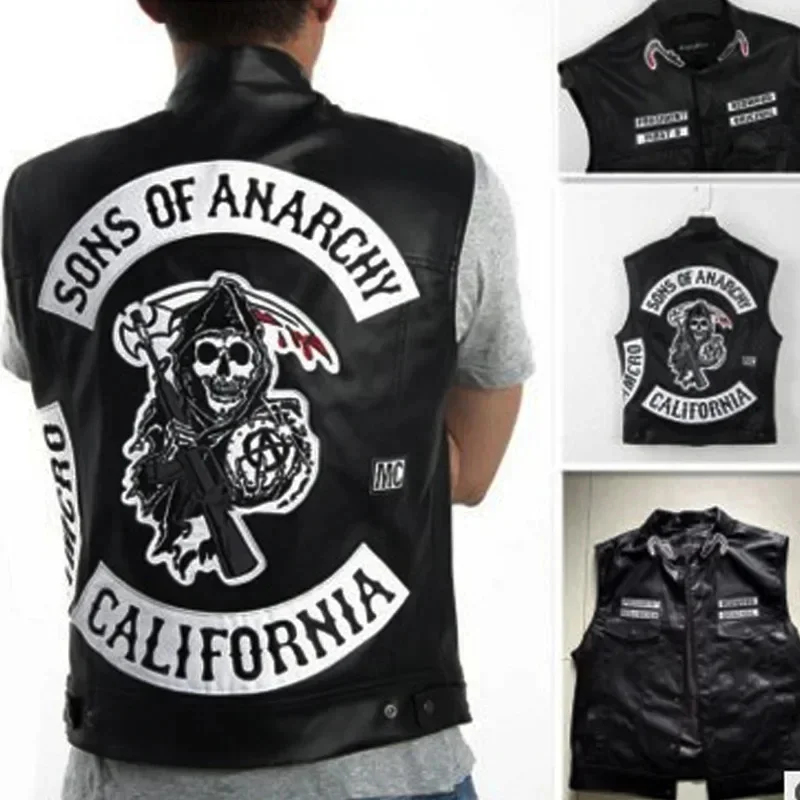 Embroidery Youtube - Colete Masculino de Couro PU ABC123