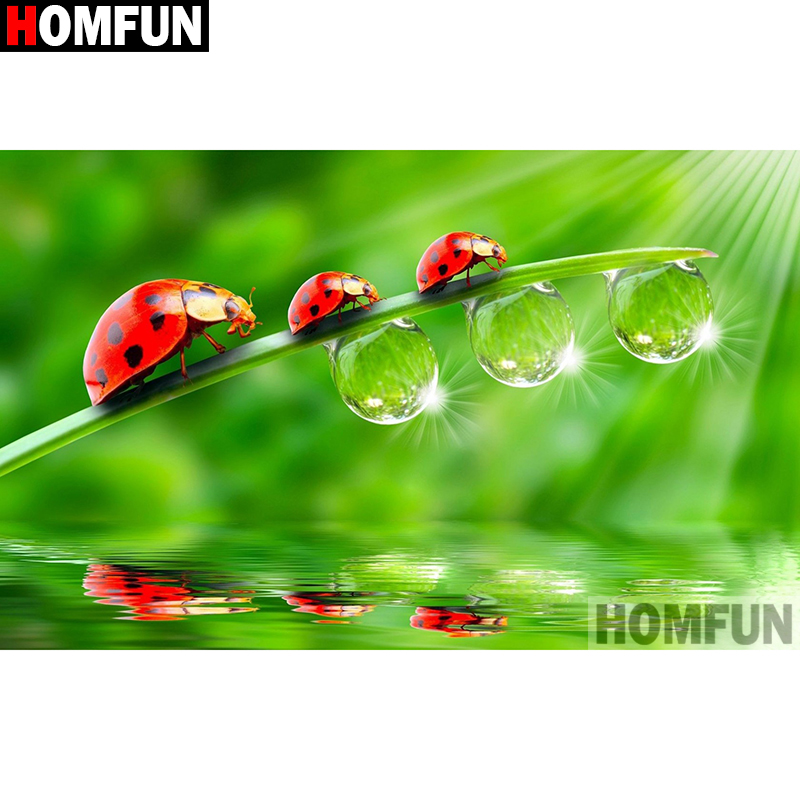 Embroidery Lady Bug - HOMFUN-Joaninha Strass Pintura Bordado, 5D DIY