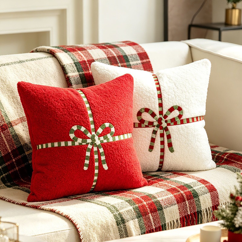 Embroidery Xmas Decorations - Capa de Almofada de Natal em