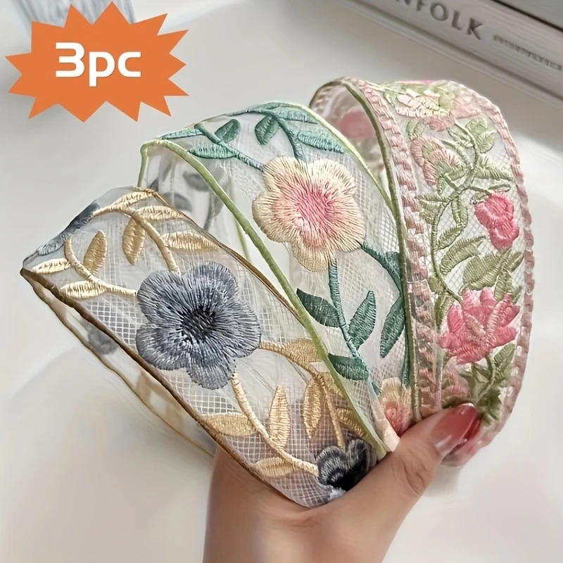 Embroidery Hoop - 1/3 pçs elegante chiffon bordado flor