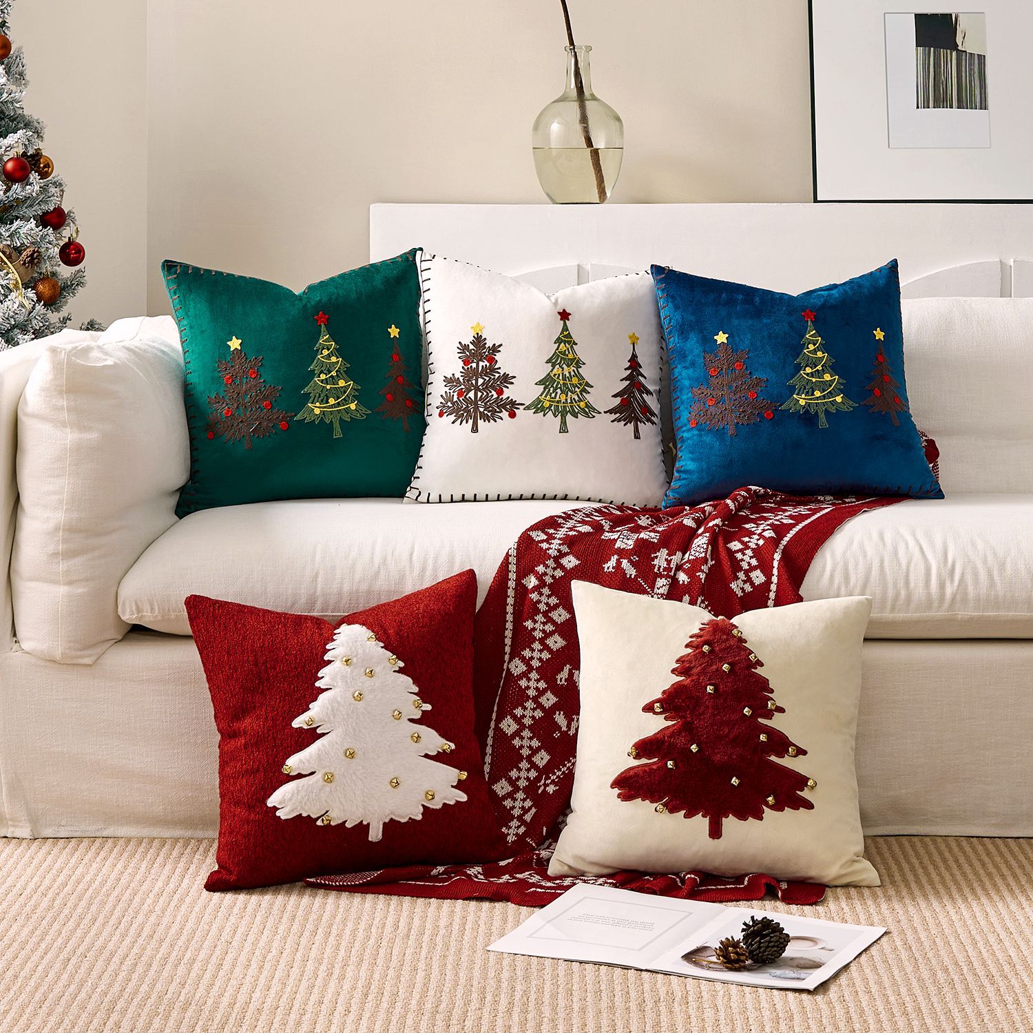 Embroidery Xmas Decorations - 1pc bordado capa de almofada capa