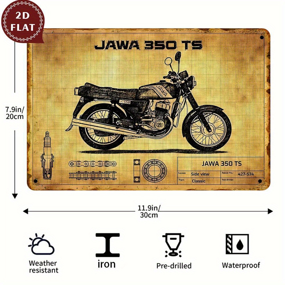 Embroidery Water - Placa de Metal Vintage Jawa 350