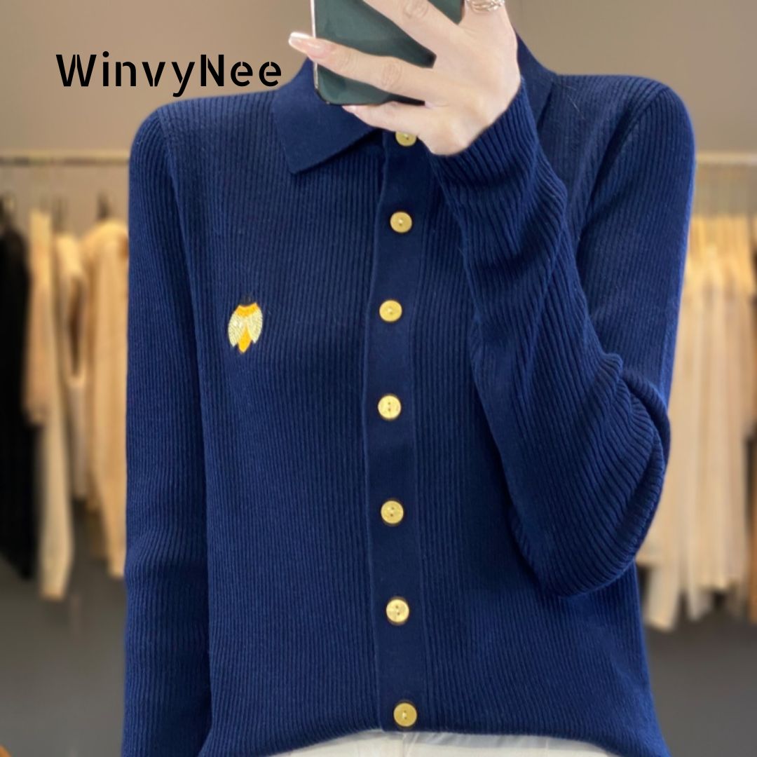 Embroidery Lady Bug - Cardigã Feminino WinvyNee de Primavera com