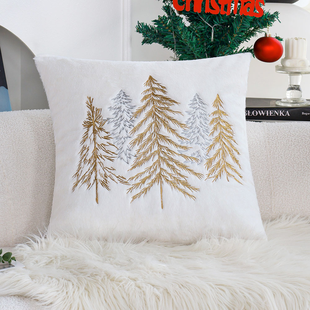 Embroidery Xmas Decorations - Natal falso pele de coelho capa
