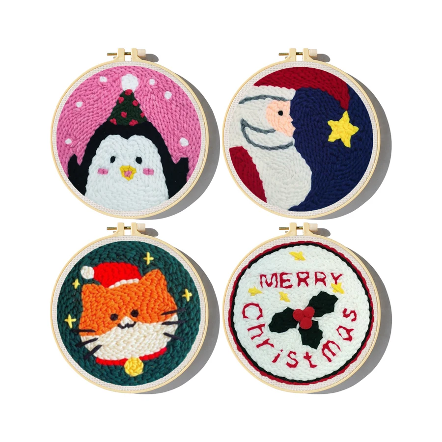 Natal punch agulha bordado kit - Embroidery Xmas Decorations avaliação e preço