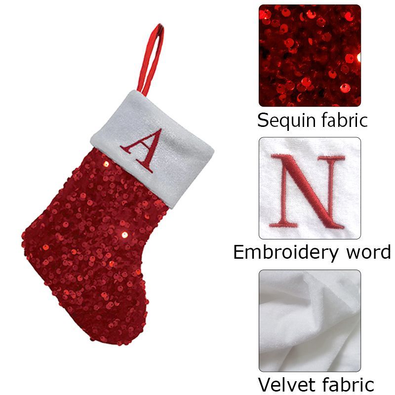 Meia de Natal Vermelha com Lan - Embroidery Xmas Ornaments avaliação e preço