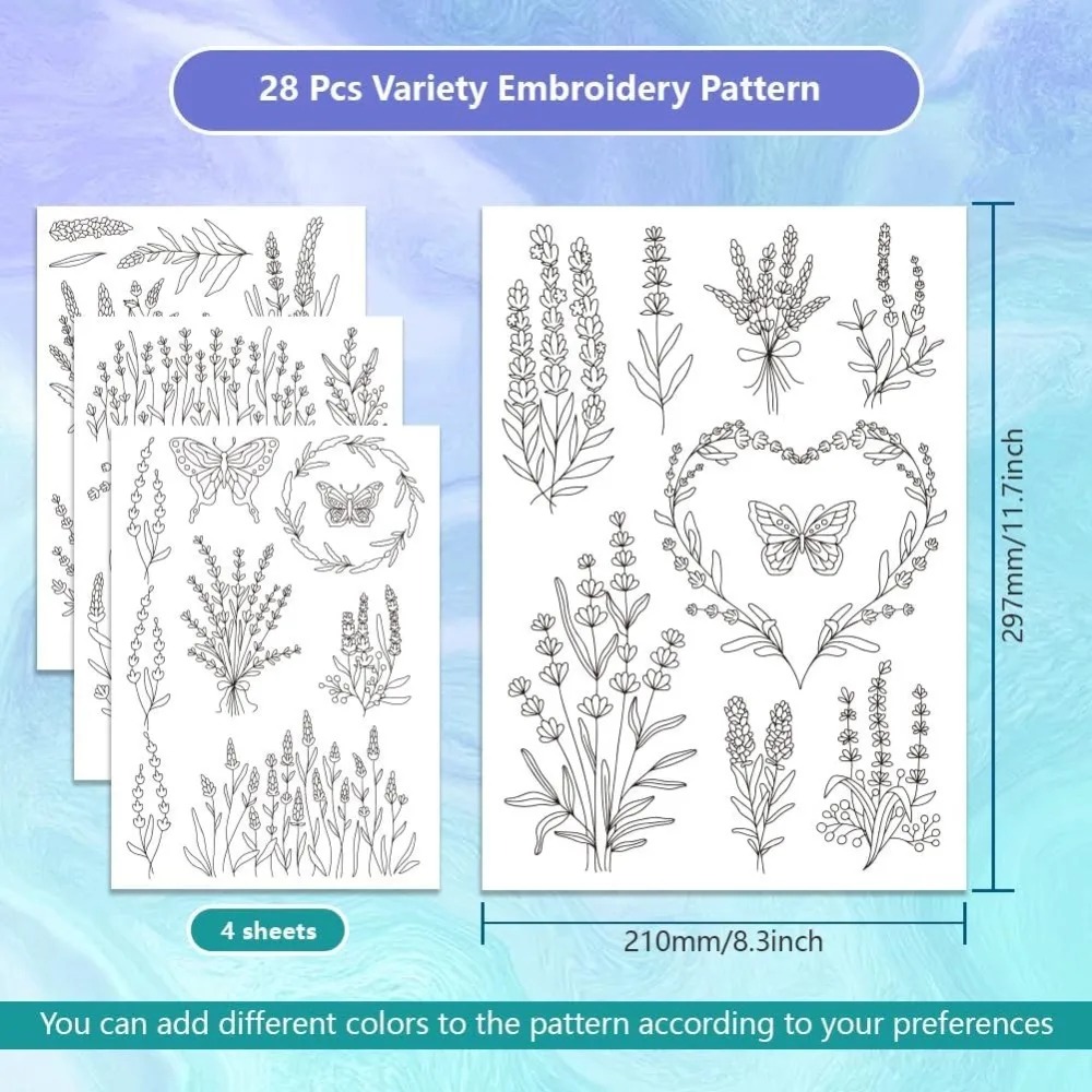 4 folhas lavanda flor borbolet - Embroidery Sheet avaliação e preço