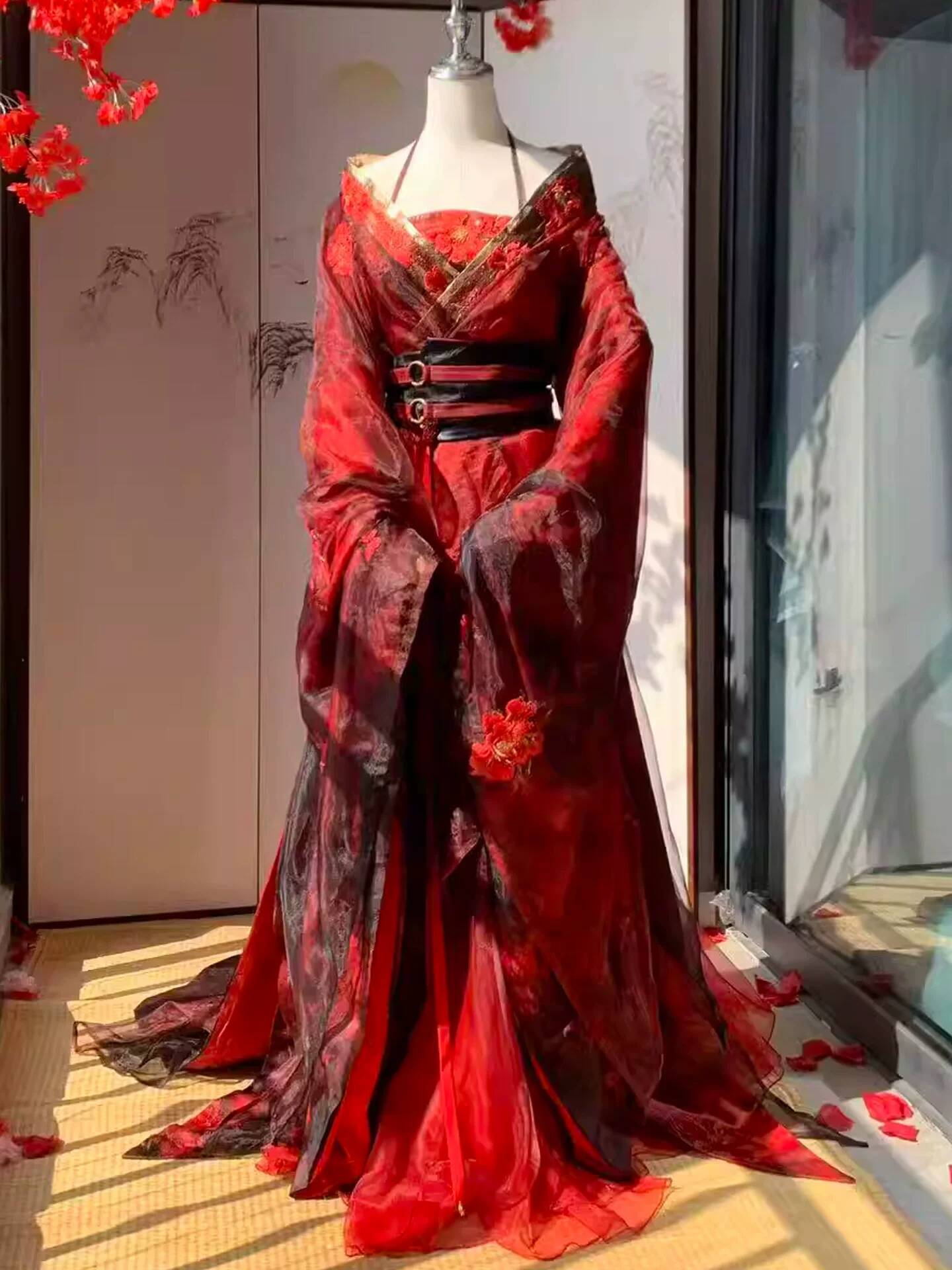 Novo Hanfu Vermelho Datura Fem - Embroidery Cotton avaliação e preço