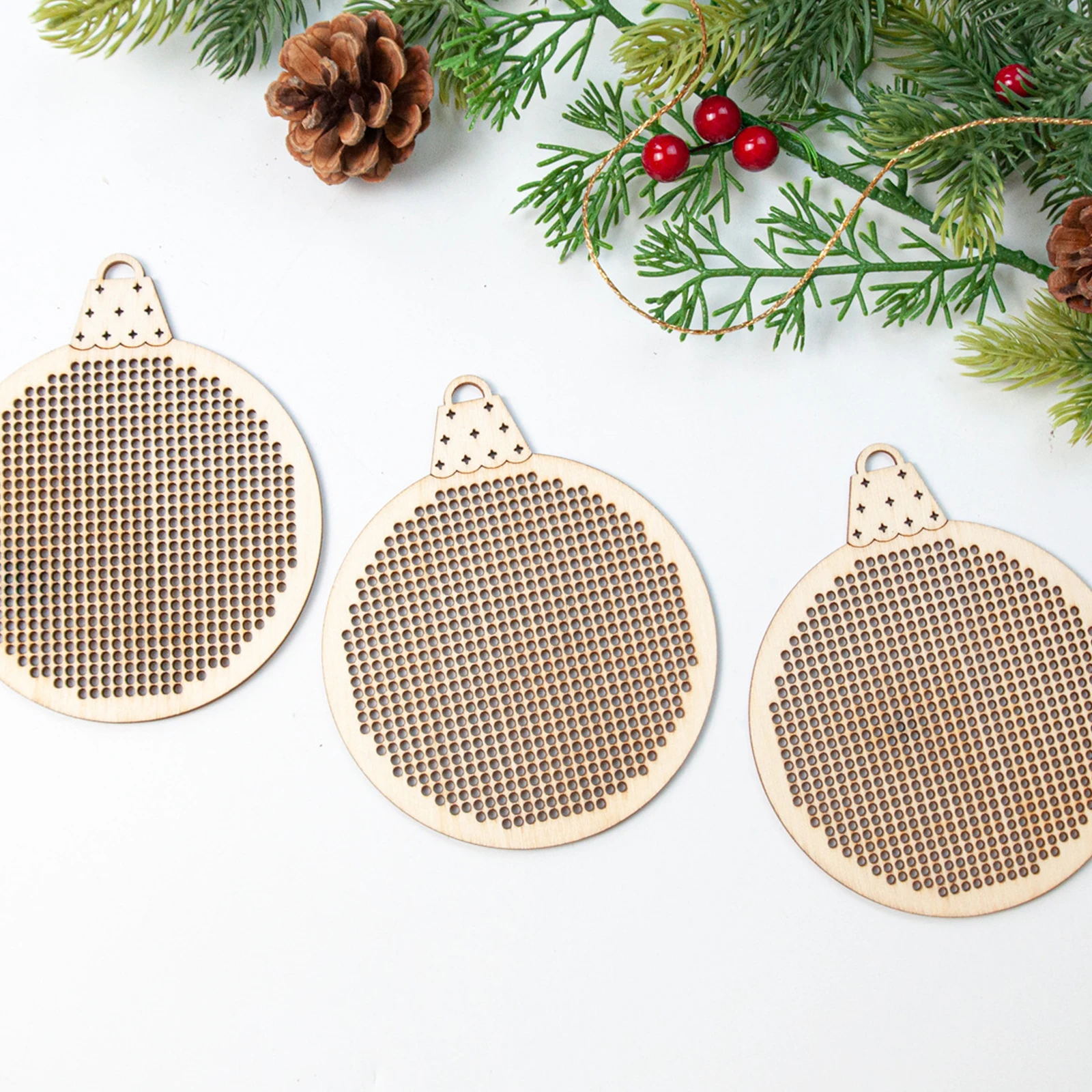 12 Peças de Pingentes de Madei - Embroidery Xmas Decorations avaliação e preço