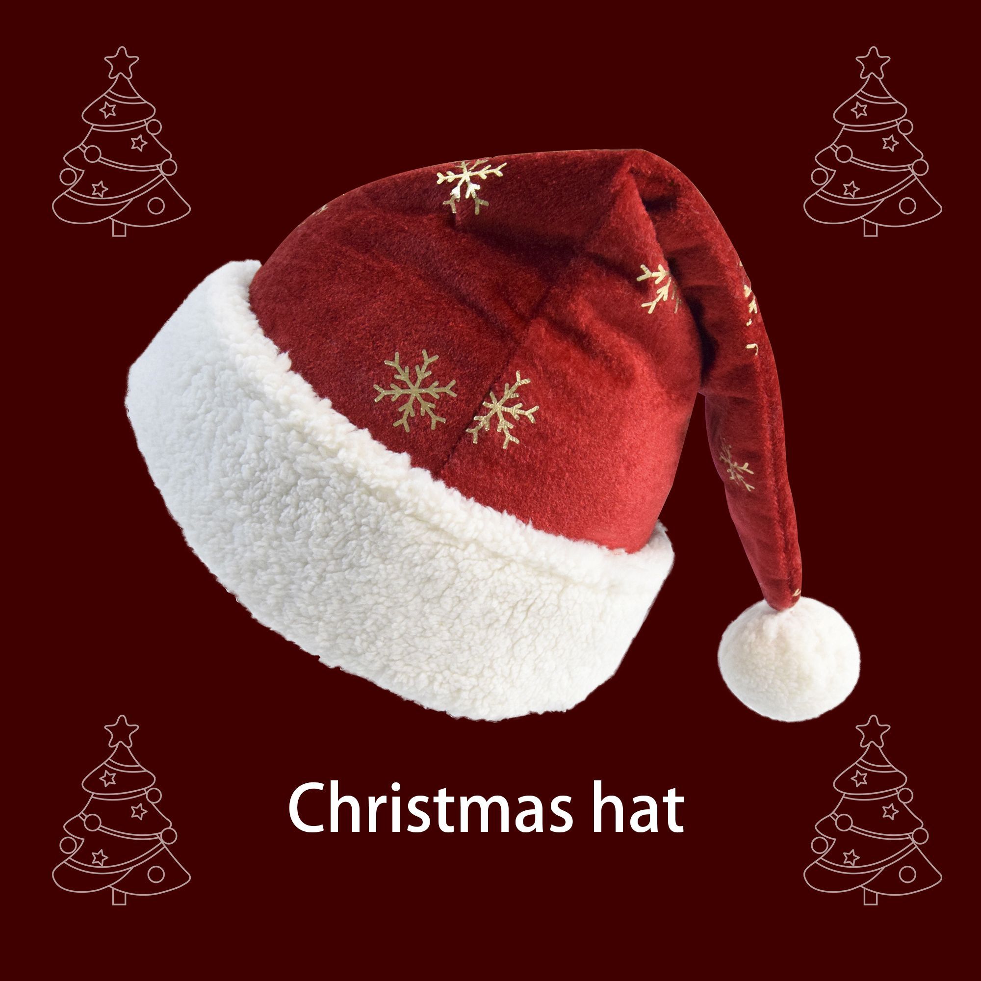 Chapéu de Natal em Veludo Borg - Embroidery Xmas Decorations avaliação e preço