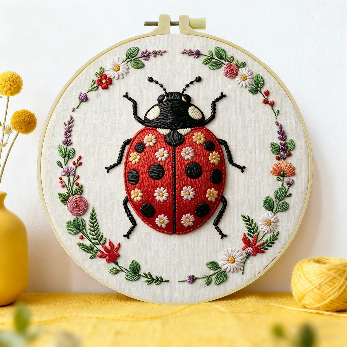 1 unidade Kit de Bordado Joani - Embroidery Lady Bug avaliação e preço