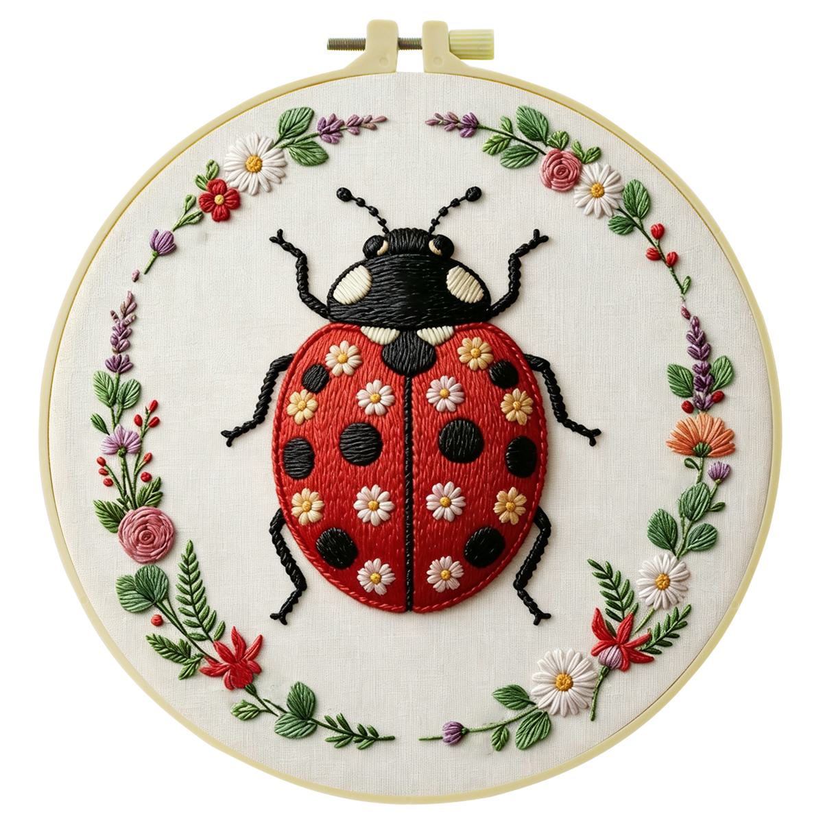 1 unidade Kit de Bordado Joani - Embroidery Lady Bug avaliação e preço