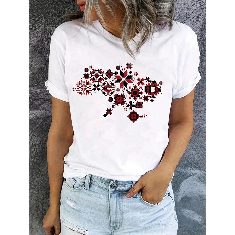 Camiseta Feminina com Estampa  - Embroidery Normal Map avaliação e preço